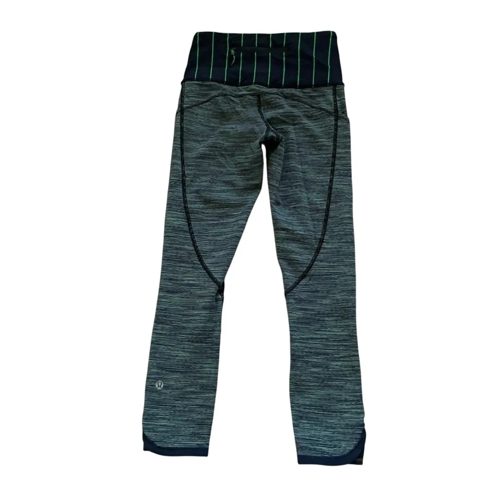 Lululemon can’t stop ankle leggings “we are from space” green bean slalom stripe